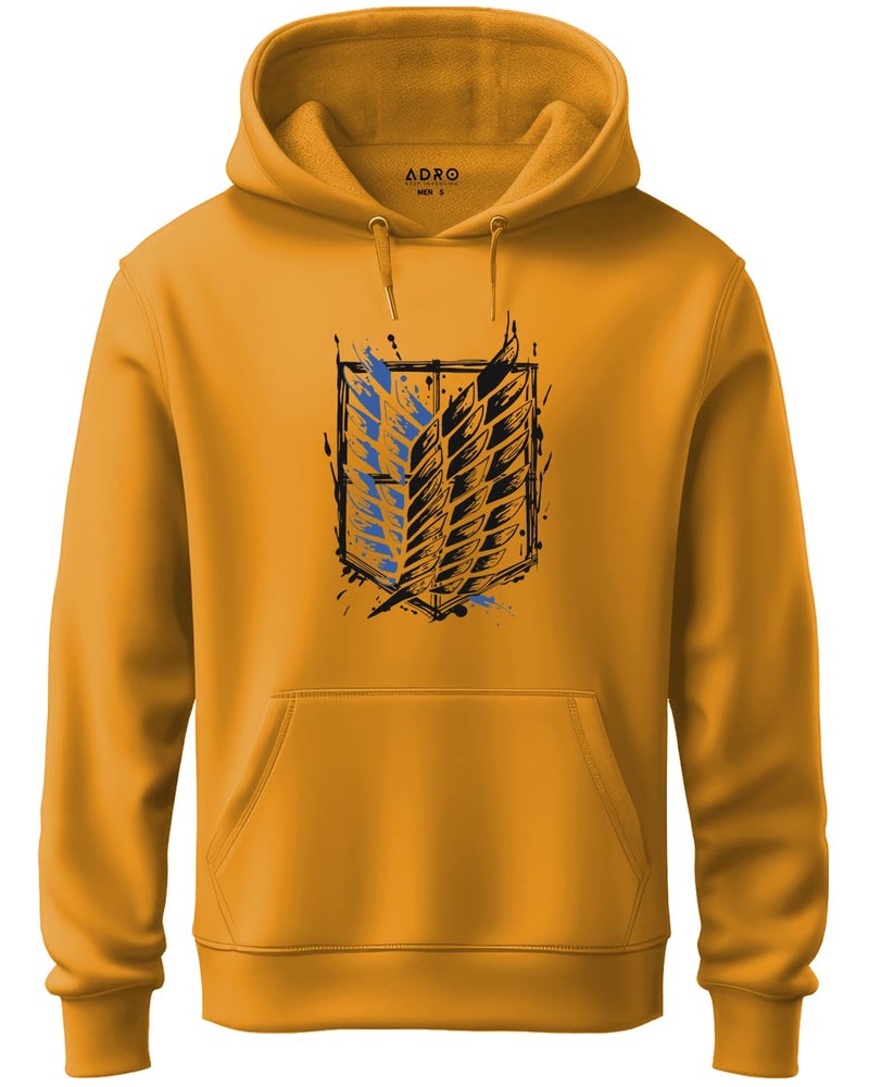 ADRO Men's Cotton Neck Hooded Sweatshirt (H22-1-WINN-MU_Mustard_L) - Image 1