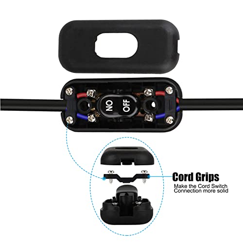 PLUSPOE Inline Cord Switch 2 Pack, AC 250V 6A On/Off Lamp Control Appliance Switch Rocker for Table Lamp Desk Bed LED Lights, Black - Image 2