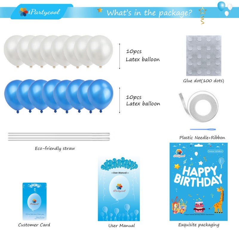 iPartycool 50Pcs Happy Birthday Balloon Decorations, 3D Premium Reusable Aluminum Foil Birthday Banner and Ecofriendly Big Star and Latex Balloons Set for Birthday Party Decorations and Supplies - Image 4