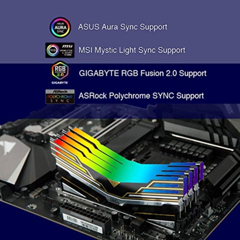 Gaming desktop DDR4 RAM 16GB 2x8GB,black Warhawk Aura Sync RGB, 3200 MHz CL16, 1.35V, aluminum heatsink, low-profile design - Image 4