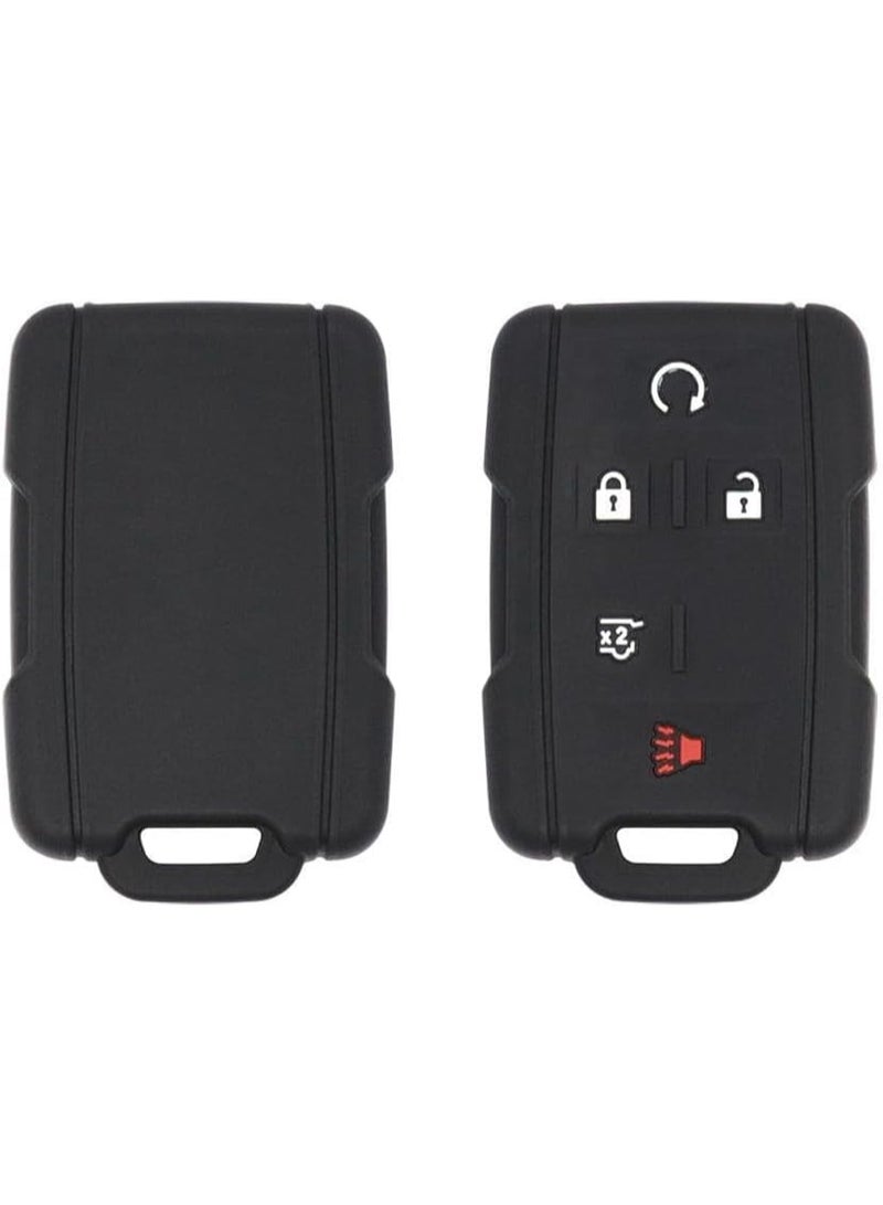 5 Button Silicone Key Shell Fob Cover Case for GMC Yukon XL Chevrolet Suburban Tahoe, Remote Protection Case Black - Image 1