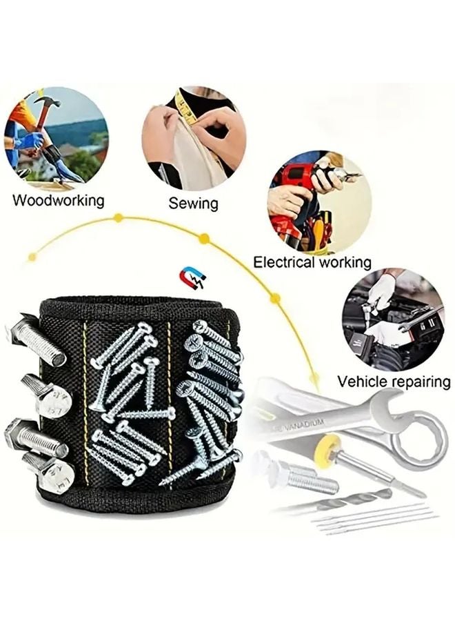 Red Magnetic Wrist Strap Tool Holder for DIY Carpentry Electronics Repair - Image 3