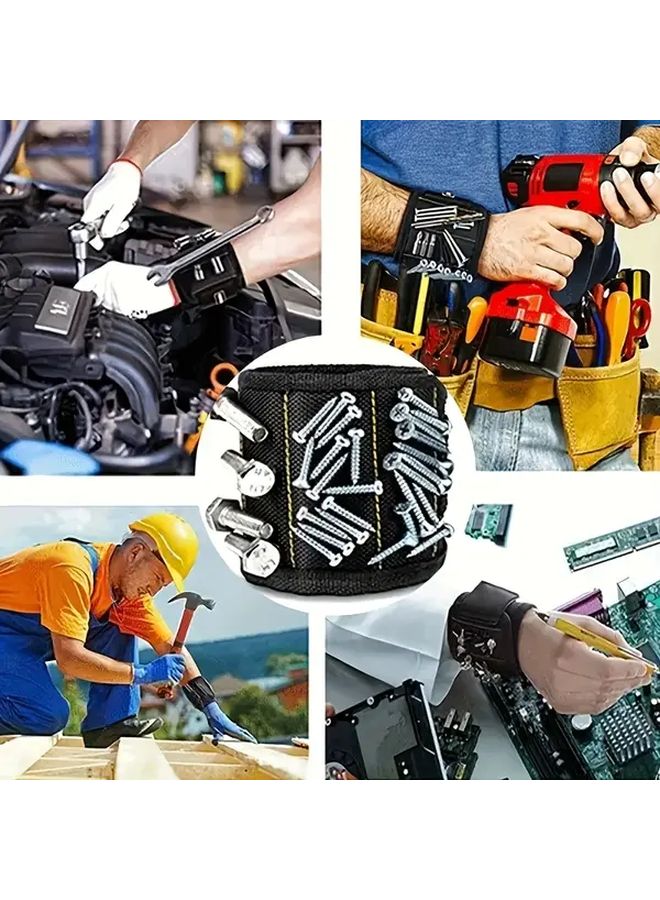 Red Magnetic Wrist Strap Tool Holder for DIY Carpentry Electronics Repair - Image 5
