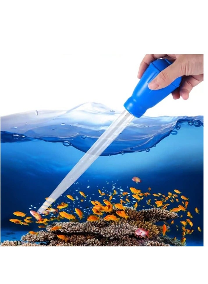 قطعتان 28 سم، مغير مياه يدوي لحوض السمك، مزيل نفايات تنظيف حوض السمك، منظف حوض السمك، وحدة تغذية المرجان، منظف الحصى، قش سائل لحوض السمك، لتنظيف نفايات الحصى - Image 1
