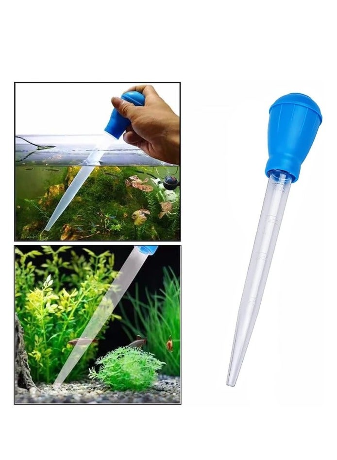 قطعتان 28 سم، مغير مياه يدوي لحوض السمك، مزيل نفايات تنظيف حوض السمك، منظف حوض السمك، وحدة تغذية المرجان، منظف الحصى، قش سائل لحوض السمك، لتنظيف نفايات الحصى - Image 4