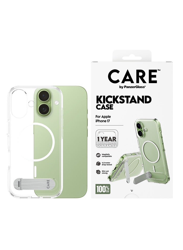 بانزرجلاس كفر حماية بانزر جلاس CARE فيتشر مع حامل يدعم MagSafe ايفون 17 - شفاف - Image 1