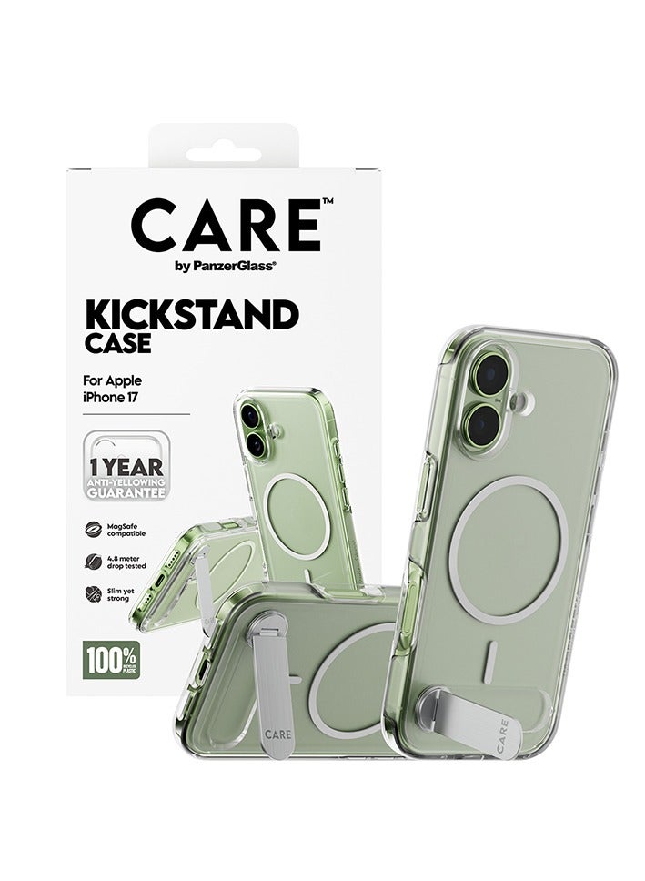 بانزرجلاس كفر حماية بانزر جلاس CARE فيتشر مع حامل يدعم MagSafe ايفون 17 - شفاف - Image 2