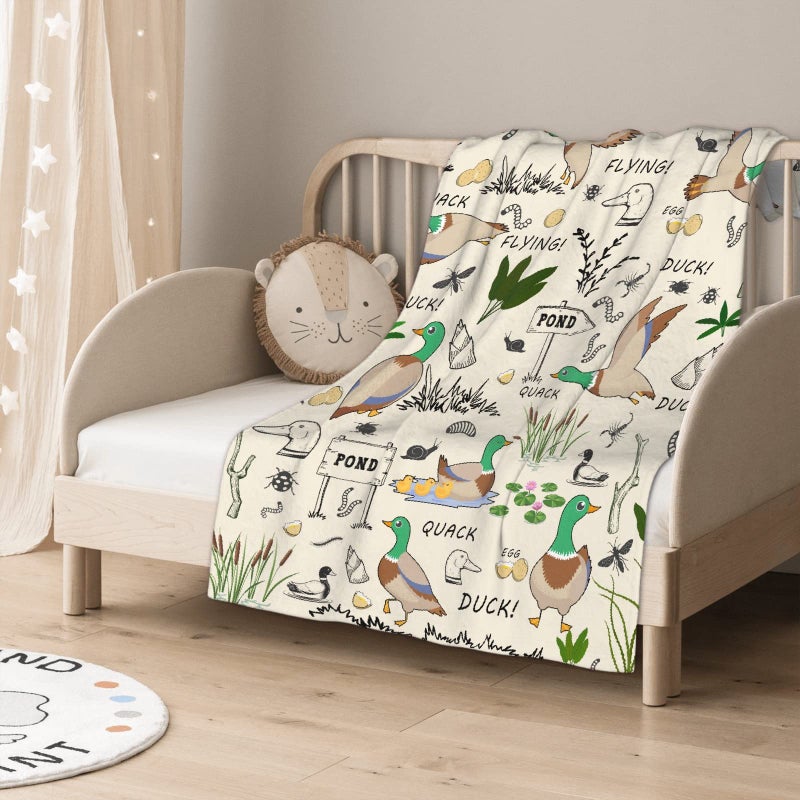 Batsujozaiku Duck Blanket for Kids, Cute Mallard Ducks Gifts, Soft Lightweight Flannel Throw Blanket with Mallard Ducks, Cute Duck Decoration for Bed Bedroom Sofa, 50 in x 40 in - Image 3