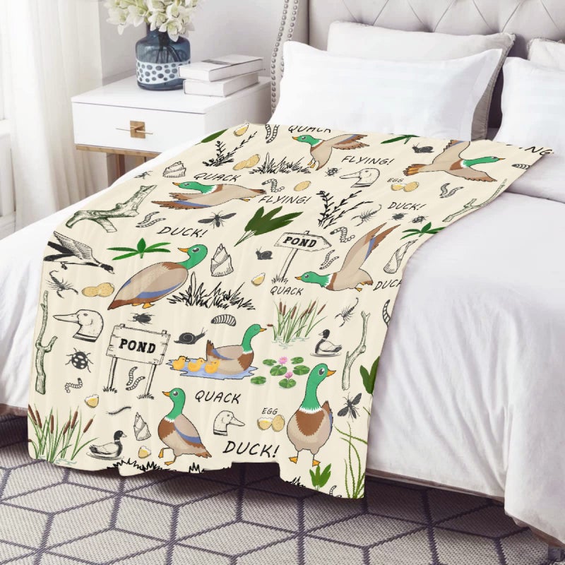 Batsujozaiku Duck Blanket for Kids, Cute Mallard Ducks Gifts, Soft Lightweight Flannel Throw Blanket with Mallard Ducks, Cute Duck Decoration for Bed Bedroom Sofa, 50 in x 40 in - Image 4