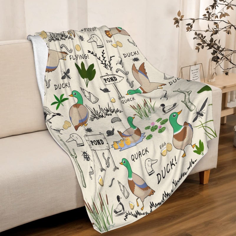 Batsujozaiku Duck Blanket for Kids, Cute Mallard Ducks Gifts, Soft Lightweight Flannel Throw Blanket with Mallard Ducks, Cute Duck Decoration for Bed Bedroom Sofa, 50 in x 40 in - Image 2