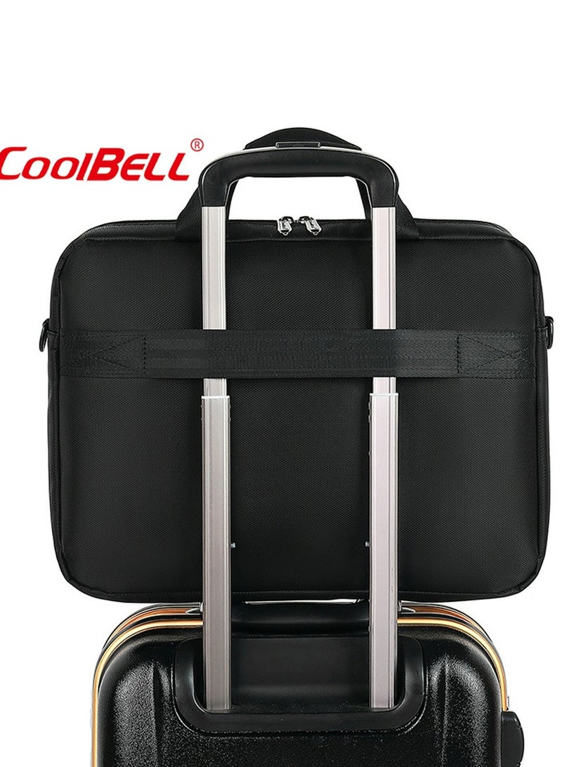 CoolBELL Men's Large Capacity Laptop Bag Simple Fashion Briefcase Black - Image 5