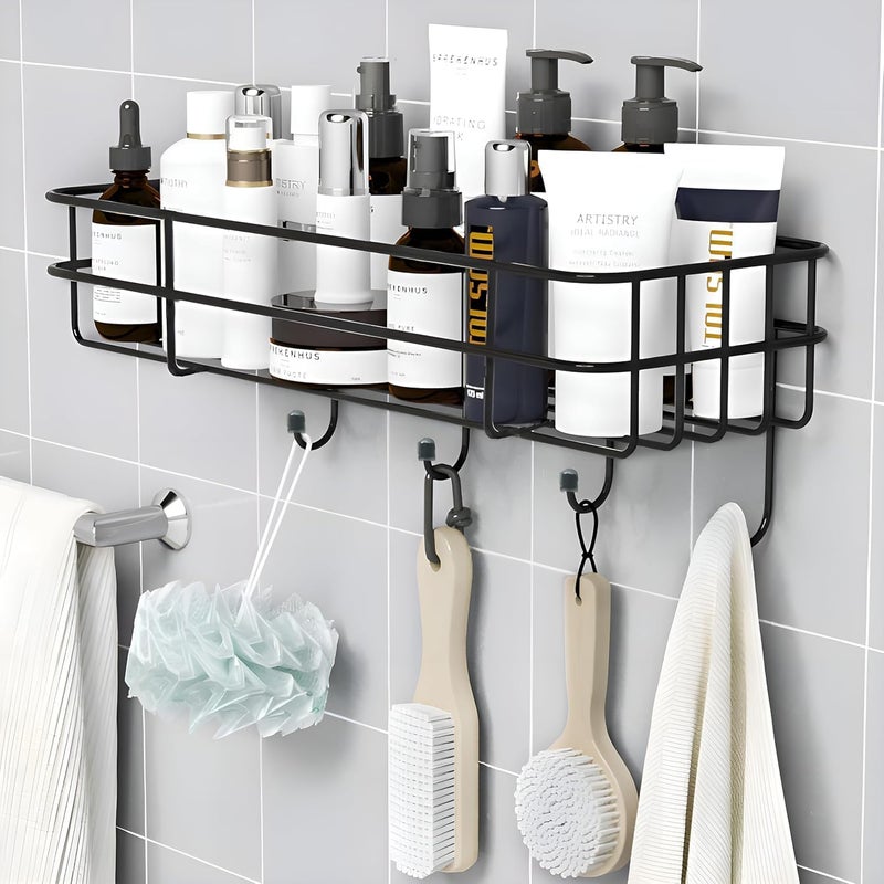 Bathroom Organizers/Self-Adhesive Bathroom Shelf/Corner/Multipurpose Rack for Kitchen/Bedroom/Livingroom - Pack of 1 (Black), Alloy Steel  - Image 2