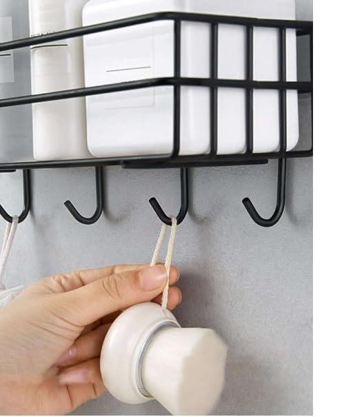 Bathroom Organizers/Self-Adhesive Bathroom Shelf/Corner/Multipurpose Rack for Kitchen/Bedroom/Livingroom - Pack of 1 (Black), Alloy Steel  - Image 4