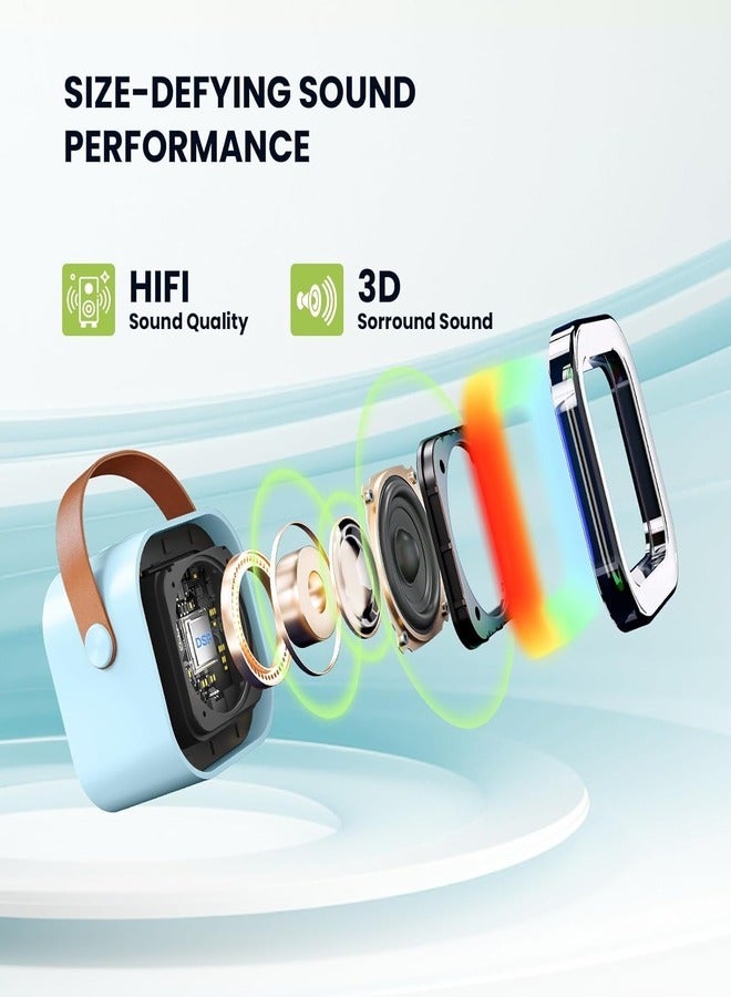Kids' Karaoke Singing Machine Portable Bluetooth Speaker with Wireless Mics and Colorful Lights (Blue)  - Image 4