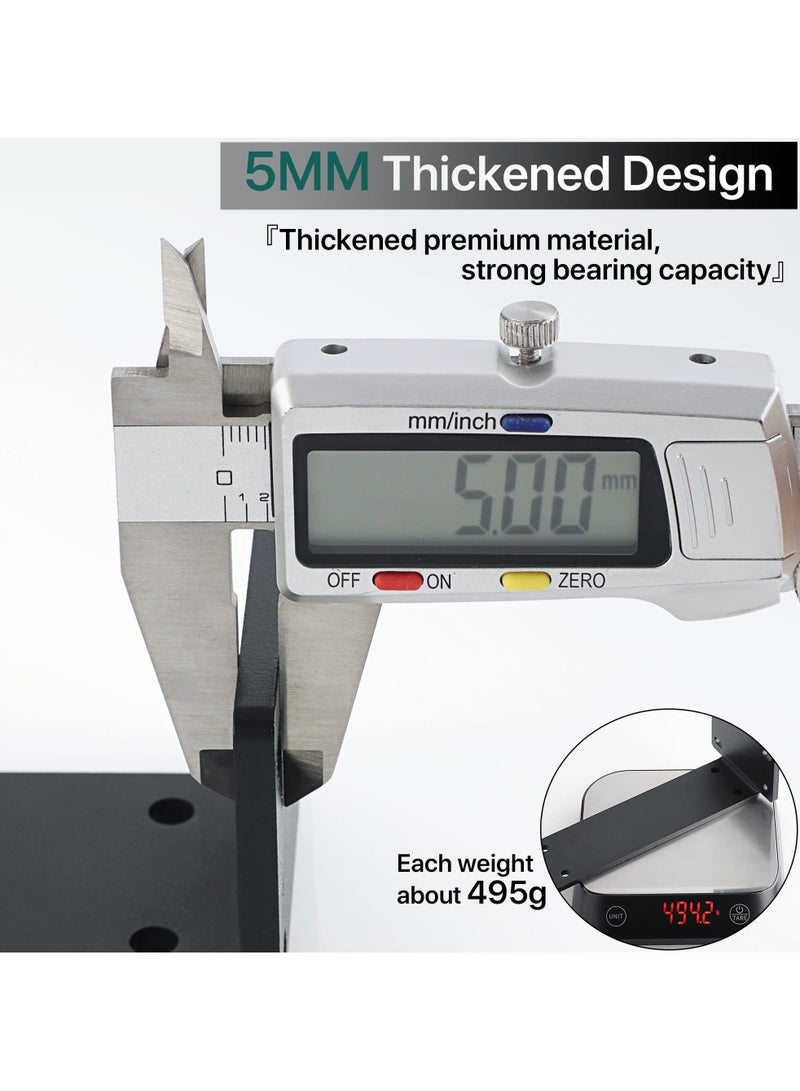 2 Pcs Heavy Duty Shelf Brackets, 8 Inch L-shaped Metal Shelf Bracket, Floating Wall Mounted Shelf Support, Black Industrial Shelf Bracket, Max Load 45KG/100LB (8 Inch/19cm) - Image 5