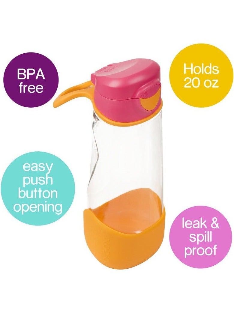b.box زجاجة مياه وشرب رياضية مع فوهة، زجاجة سهلة الإمساك وغطاء مانع للتسرب، تصميم عصري رائع يناسب الأطفال، مائل واشرب، 600 مل/20 - Image 2