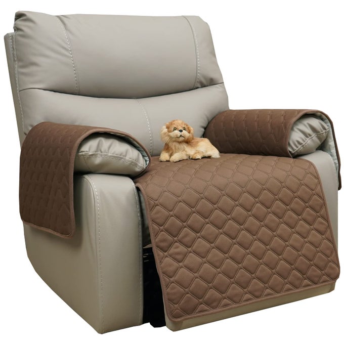 WATERPROOF RECLINER CHAIR COVERS FOR RECLINING COUCH SLIPCOVERS SEAT CUSHIONANTISLIP SOFA COVER FOR DOGS PETS FURNITURE PROTECTOR WASHABLEBROWN SET 3 PIECES