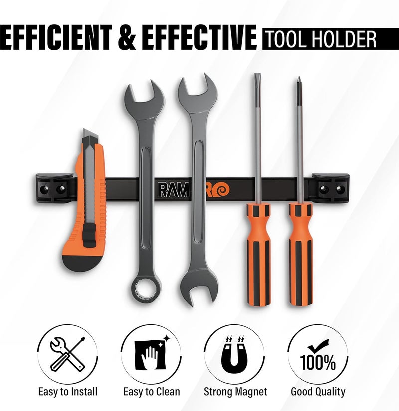 Ram-Pro 12" Magnetic Tool Holder Strip - A Tool Magnet Bar for Garage Organization, Shop Organization, and Workbench Accessories - Best Gift for Men - Easy To Install in Workshop - Mounting Screws Included. - Image 5