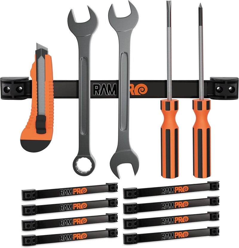 Ram-Pro 12" Magnetic Tool Holder Strip - A Tool Magnet Bar for Garage Organization, Shop Organization, and Workbench Accessories - Best Gift for Men - Easy To Install in Workshop - Mounting Screws Included. - Image 1