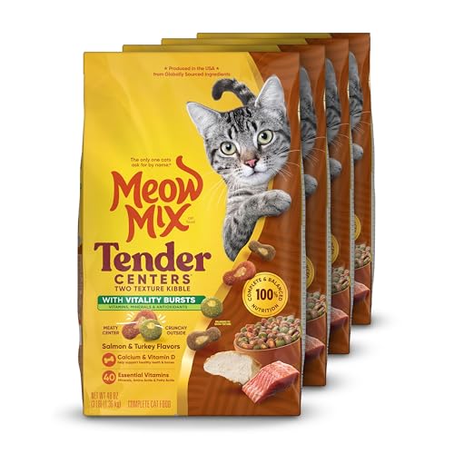 Meow Mix Tender Centers Dry Cat Food Salmon Turkey Flavors 4 Bags - Image 2
