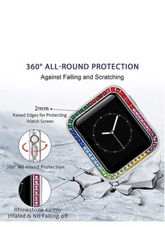 KASTWAVE Compatible for Watch Case Suitable for Iwatch 6 Generation 5/ 4/ 3/ 2/ 1 Protective Case 42mm Color Diamond Silver Type Colorful Square Diamond IWatch Cover Frame with Women and Men  - Image 2