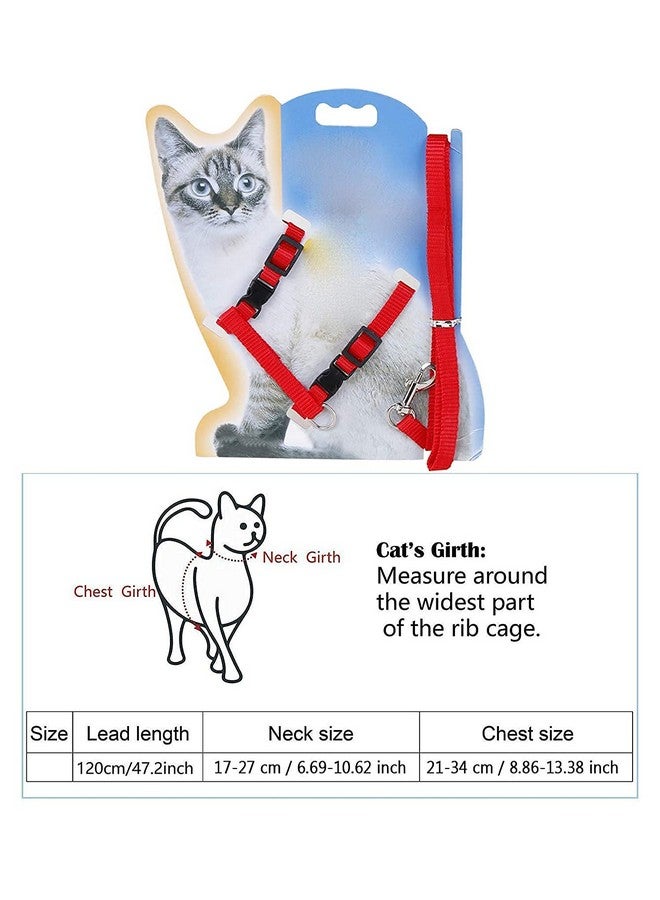 Nylon Harness Leash Set For Cat Kitten And Small Pet Nylon Harness Strap Collar | Cat Training Leash (Plain, Red) - Image 3