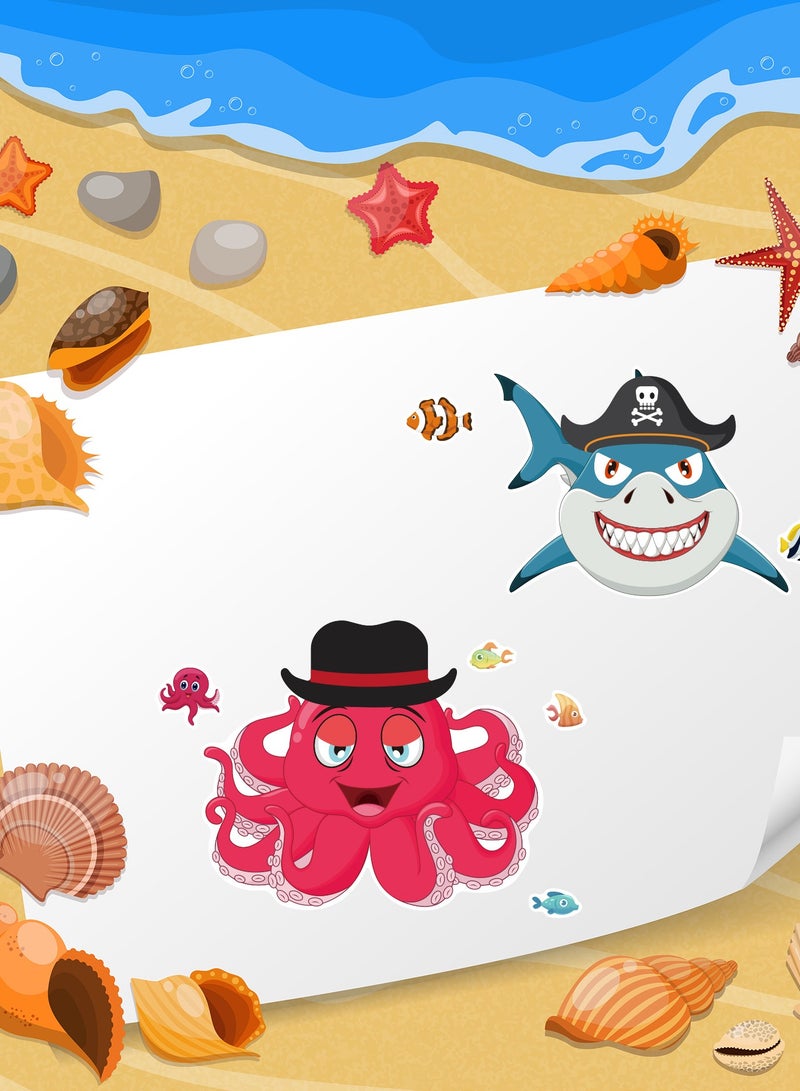 12 Sheets Make Your Own Sea Animals Stickers for Kids Toddlers, Make a Face Stickers for Kids Party Favors Activities - Image 3
