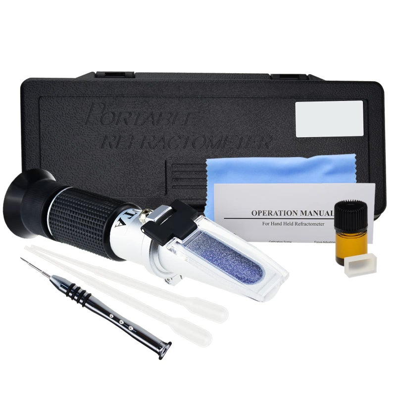 3-in-1 Handheld Honey Refractometers for Honey Moisture & Brix & Baume Beekeeping Honey Refractometer Water Content Meter Honey Moisture Tester with ATC for Honey Products Maple Syrup and Molasses - Image 3