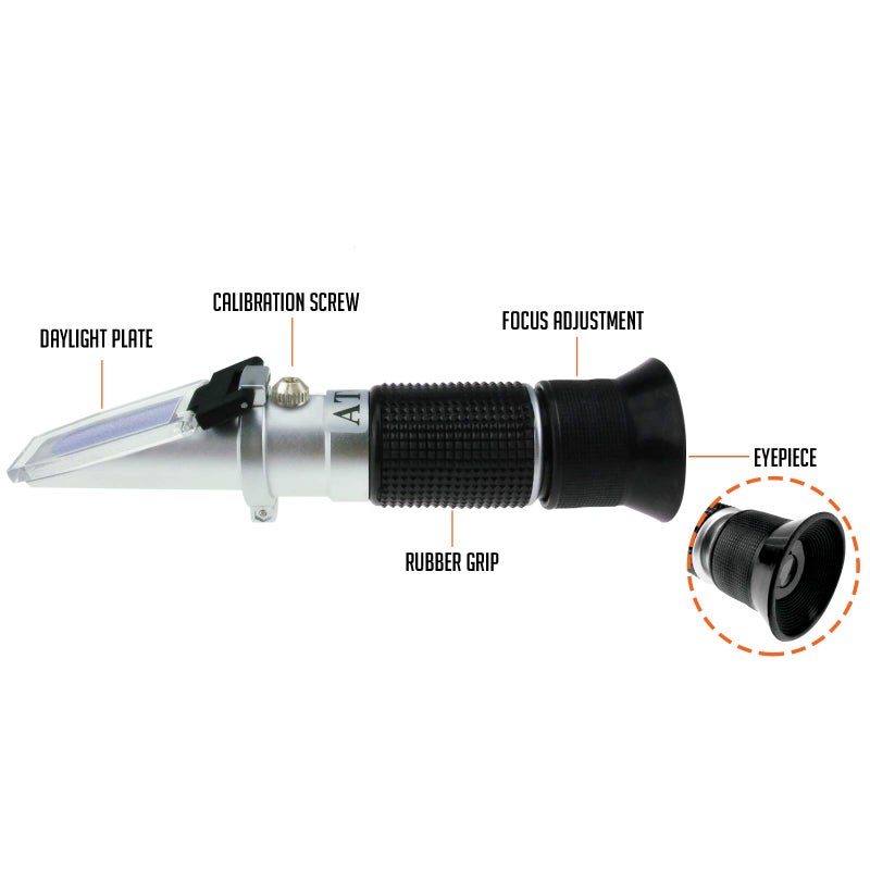 3-in-1 Handheld Honey Refractometers for Honey Moisture & Brix & Baume Beekeeping Honey Refractometer Water Content Meter Honey Moisture Tester with ATC for Honey Products Maple Syrup and Molasses - Image 4