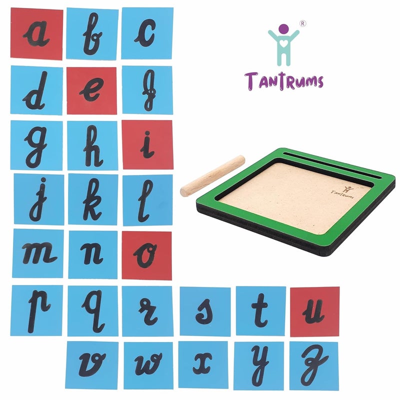 Tantrums Coloured Sand Paper with Tray| Learning Fun Education Puzzle Learning Aid for Kids (Multicolor Pieces) (Cursive) - Image 2