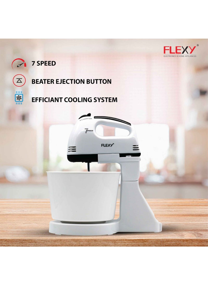 Flexy Turbo 250W 7 Speed Hand Mixer With 2L Bowl 2 Beaters 2 Dough Hooks Durable And Safe Handle  - Image 5