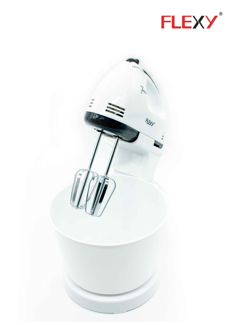 Turbo 250W 7 Speed Hand Mixer With 2L Bowl 2 Beaters 2 Dough Hooks Durable And Safe Handle