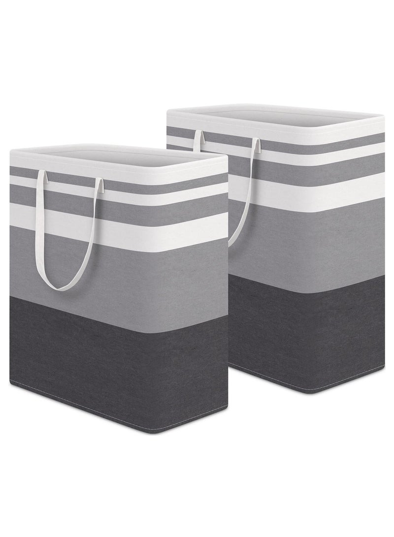 Laundry Basket,100L Each Waterproof, Freestanding Laundry Hamper, Collapsible Tall Clothes Hamper with Extended Handles for Clothes Toys in The Dorm and Family, 2-Pack Gradient Grey - Image 1