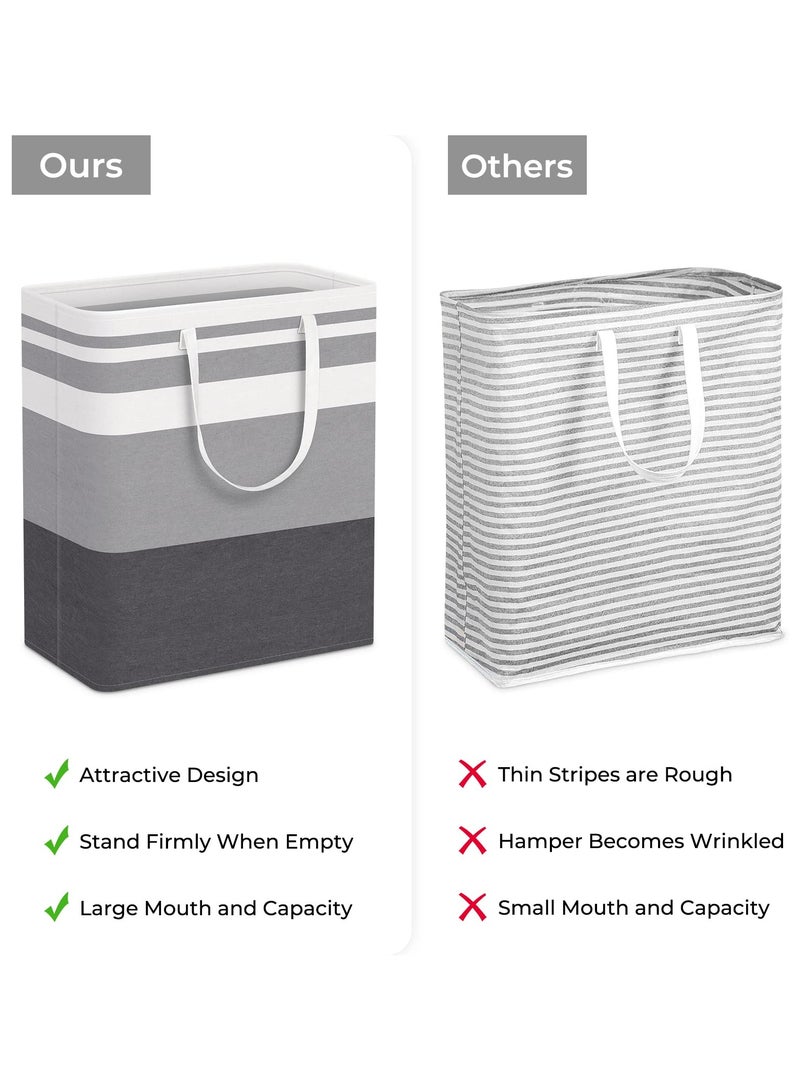 Laundry Basket,100L Each Waterproof, Freestanding Laundry Hamper, Collapsible Tall Clothes Hamper with Extended Handles for Clothes Toys in The Dorm and Family, 2-Pack Gradient Grey - Image 3