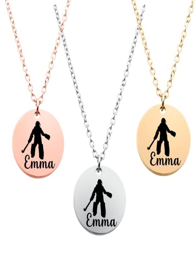 Sportybella Personalized Field Hockey Goalie Necklace, Field Hockey Goalie Gifts for Women, Teens Custom Engraved Field Hockey Goalie Pendant Name - Image 1
