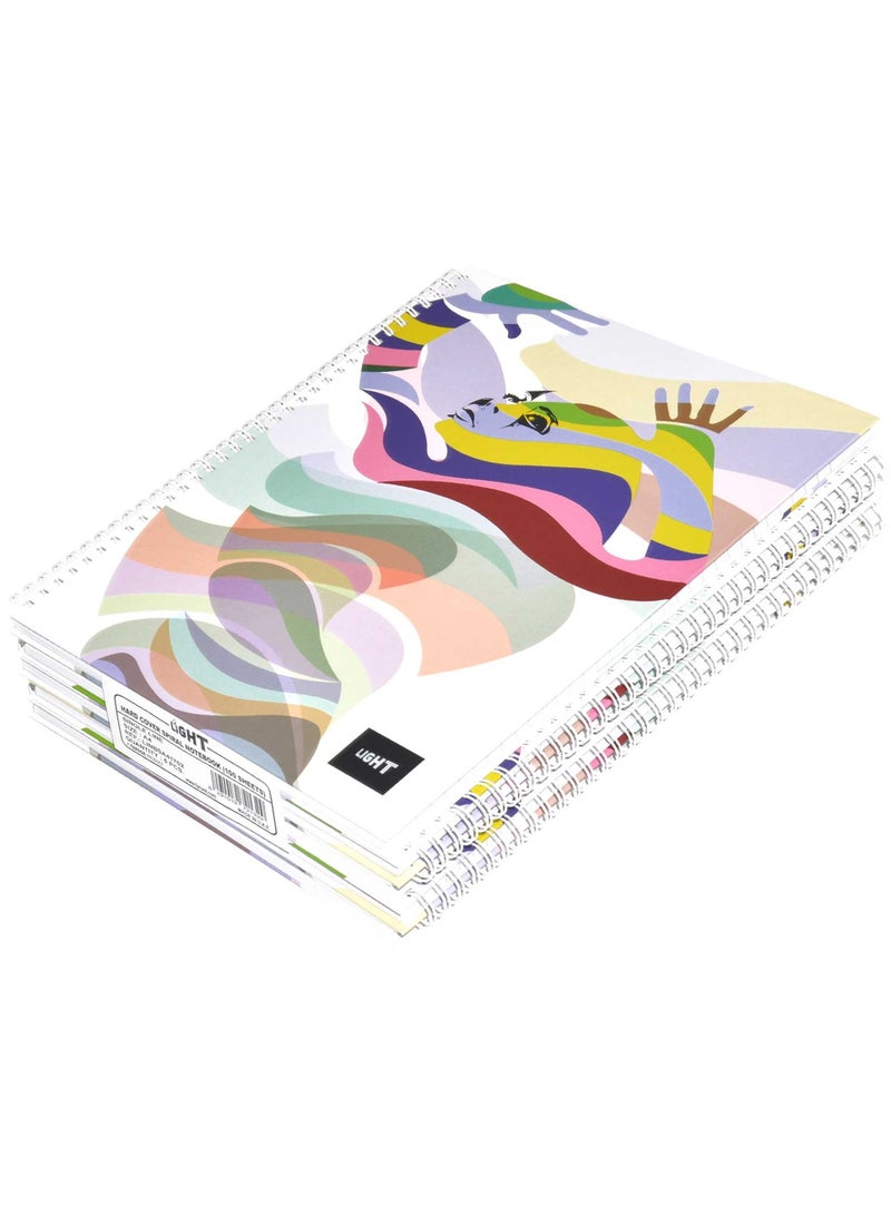 Light FIS LIGHT Pack of 5 Spiral Hard Cover Notebook, Single Line, A4, 100Sheets -LINBSA41702 - Image 1