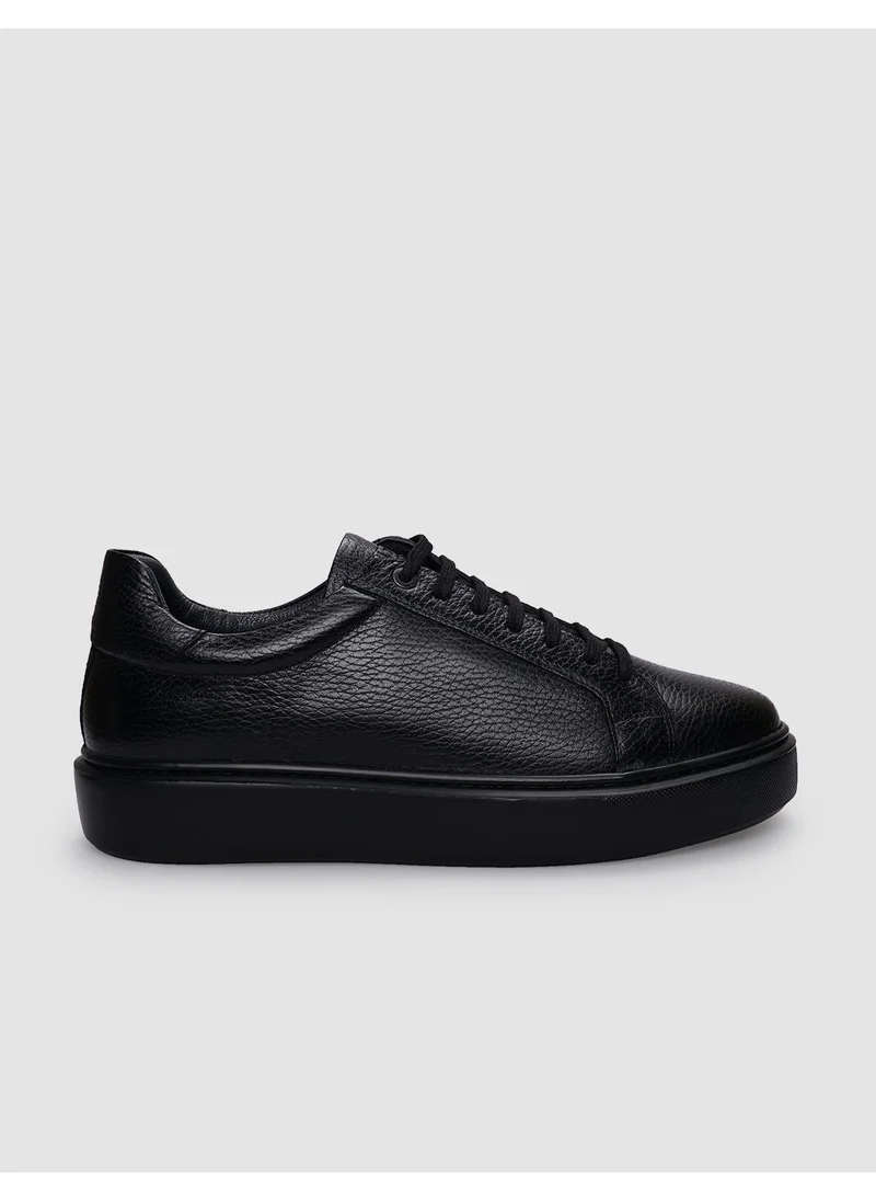 Cabani Leather Black Lace-Up Men's Sports Shoes