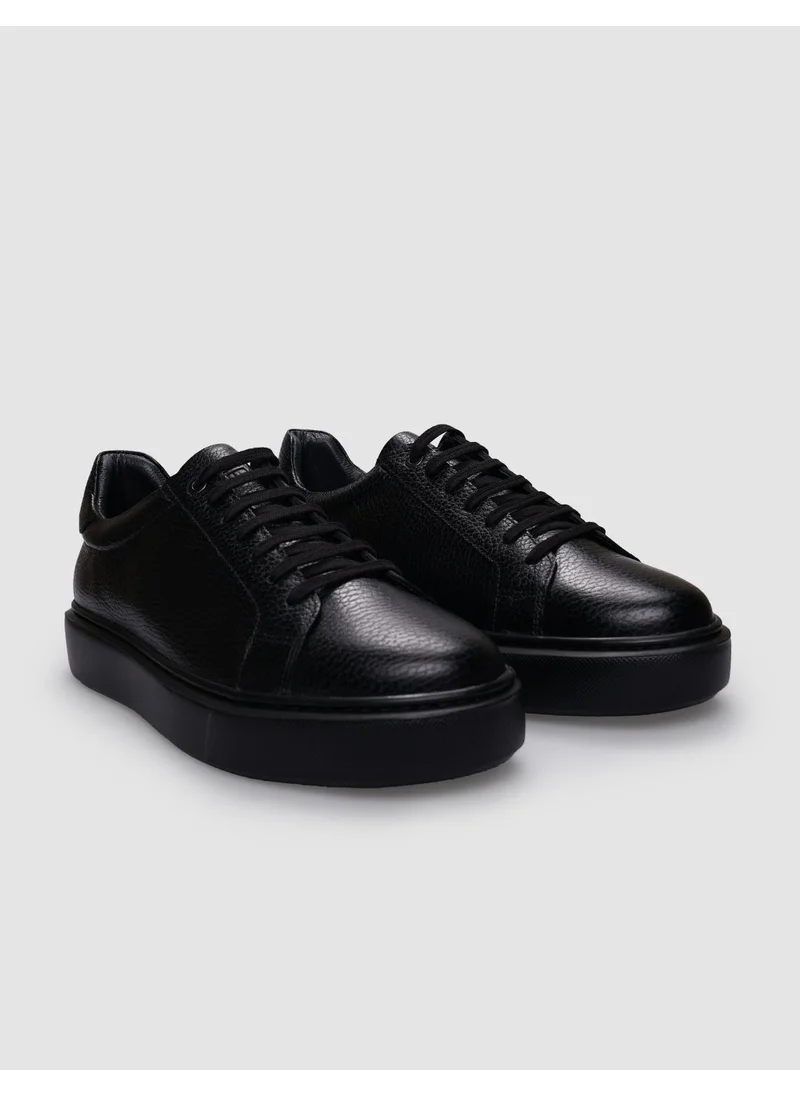 Cabani Leather Black Lace-Up Men's Sports Shoes