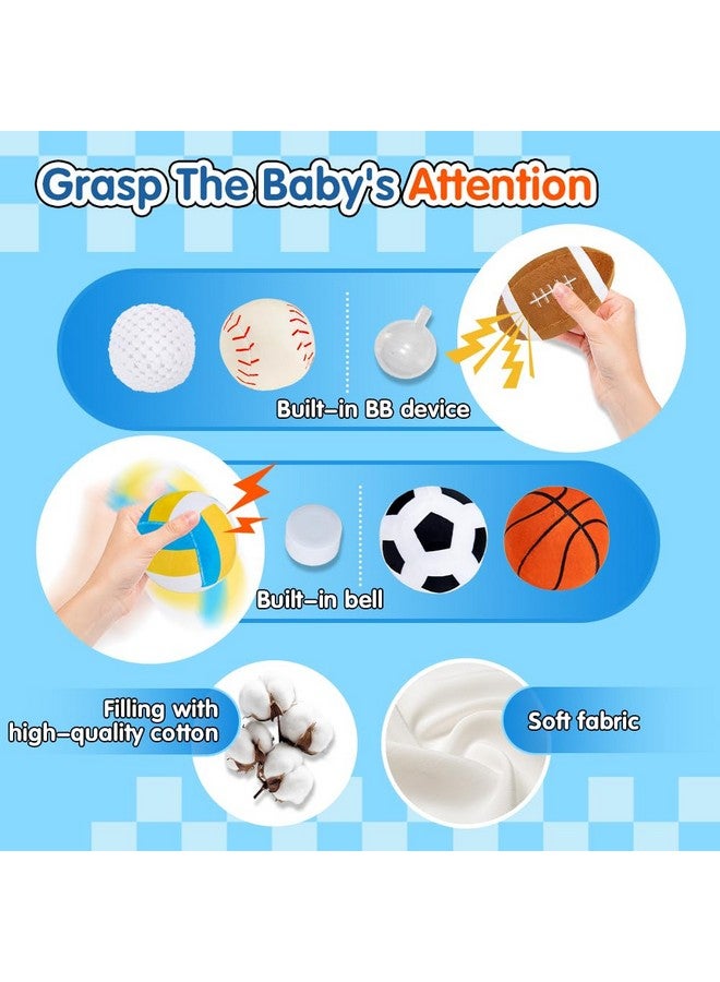teytoy My First Sports Bag For Baby,Stuffed Plush Playset With Soft Basketball,Baseball,Football,Soccer,Golf Ball,Rugby,Volleyball Baby Birthday Gift Toys For 1 Year Old Boys Girls  - Image 3
