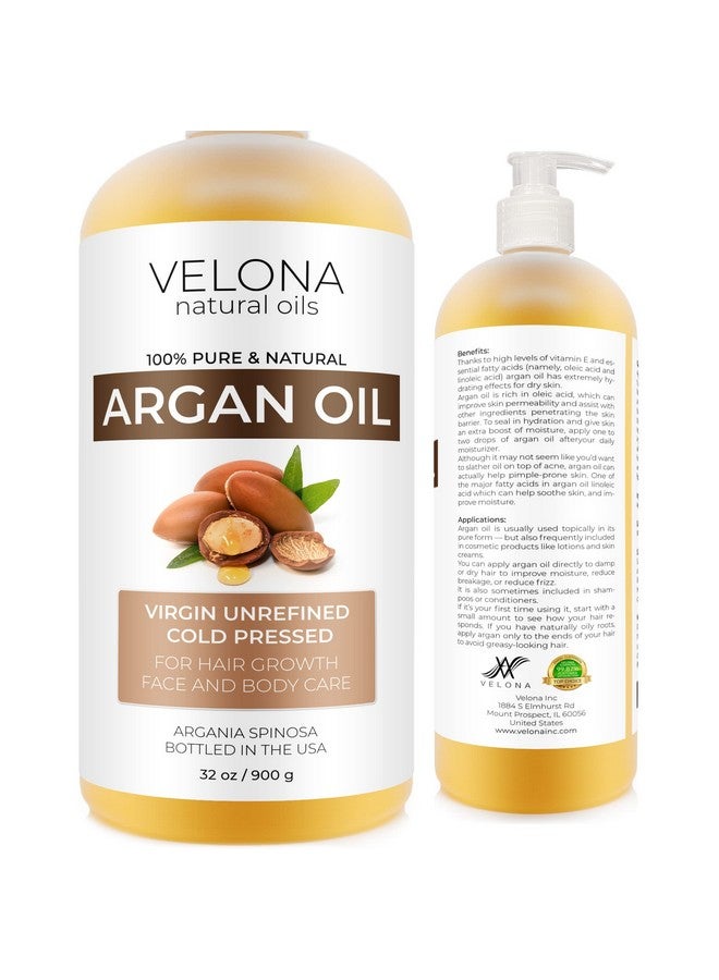 velona Argan Oil32 Oz (With Pump) 100% Pure And Natural Morocco Oil Stimulate Hair Growth Skin Body And Face Care Nails Protector Unrefined Cold Pressed Cap Kit - Image 1