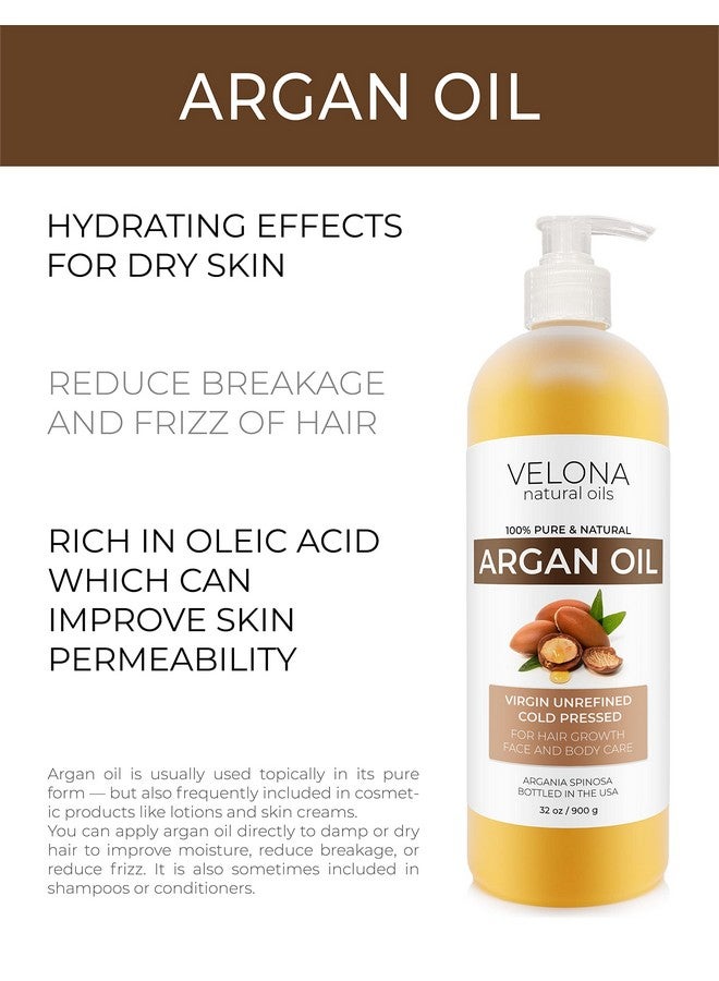 velona Argan Oil32 Oz (With Pump) 100% Pure And Natural Morocco Oil Stimulate Hair Growth Skin Body And Face Care Nails Protector Unrefined Cold Pressed Cap Kit - Image 2