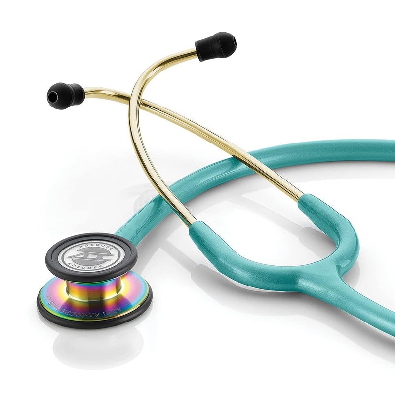 ADC Adscope 608 Convertible Clinician Stethoscope with Tunable AFD Technology, Adult Diaphragm and Adult Bell or Pediatric Diaphragm, 31 inch Length, Iridescent Metallic Caribbean - Image 2