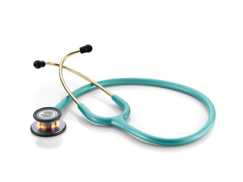 ADC Adscope 608 Convertible Clinician Stethoscope with Tunable AFD Technology, Adult Diaphragm and Adult Bell or Pediatric Diaphragm, 31 inch Length, Iridescent Metallic Caribbean - Image 1