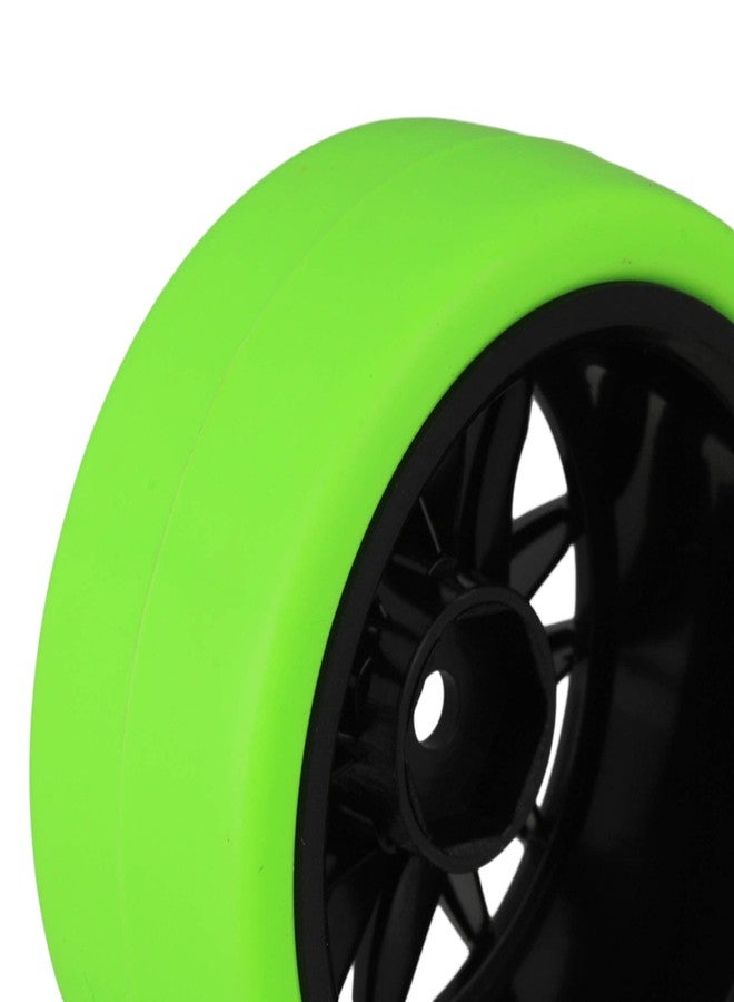 Mxfans عجلات بلاستيكية سوداء 14 شعاع لمجموعة إطارات انزلاقية خضراء لسيارة سباق RC 1:10 على الطريق مجموعة من 4 - Image 5