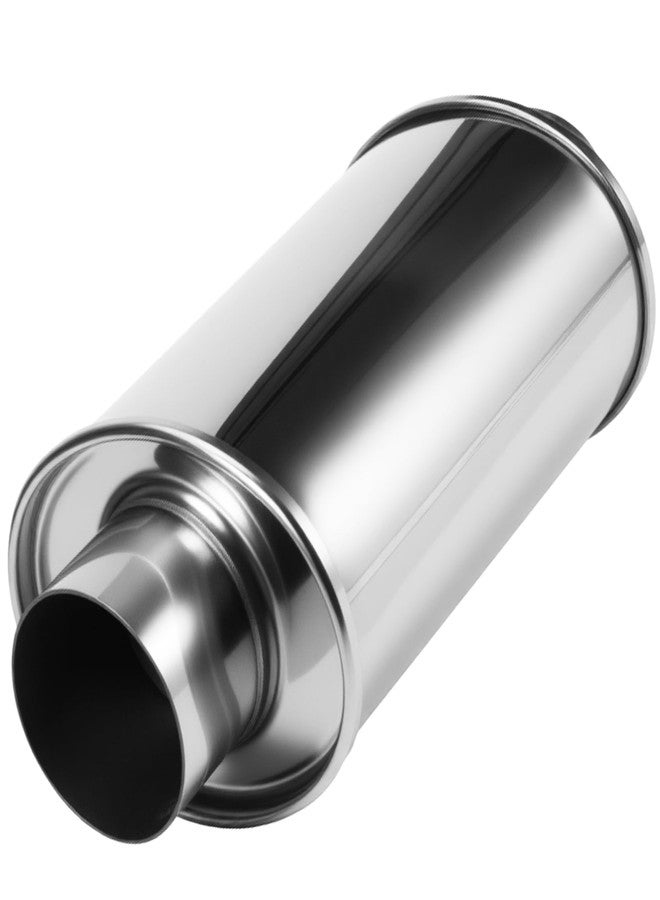 LYLCDDP 2.5'' Ultra Quiet Resonator,304 Stainless Steel，2.5'' Inlet & Outlet 13.8" Overall Length Universal Oval Performance Muffler Resonator - Image 1
