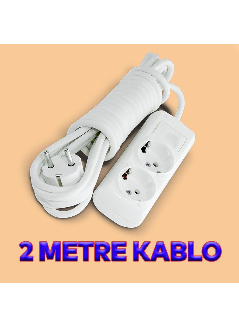 Grounded Cable 2 Group Socket Plug Multiplier 2 Meters Multiple Hanging Extension Cable Without Switch