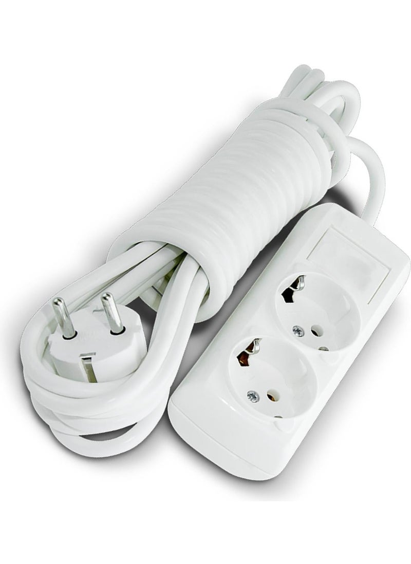 Grounded Cable 2 Group Socket Plug Multiplier 2 Meters Multiple Hanging Extension Cable Without Switch