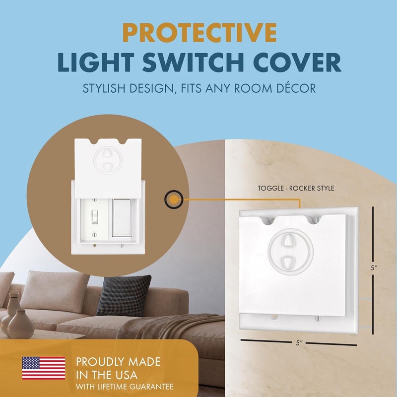 DHT Ventures Store HomeStar Safety Light Switch Guard | Toggle-Rocker Combo Style | Child Proof Light Switch Plate | Tamper-Proof Switch Protection | Switch Lock Cover - Image 2