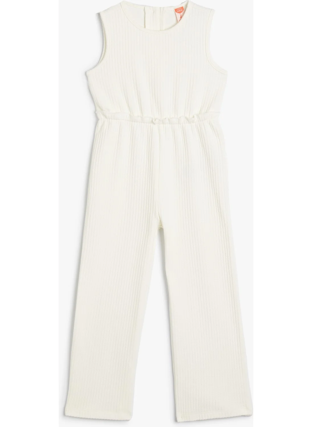 كوتون Baby Girl Jumpsuit Sleeveless Round Neck Textured