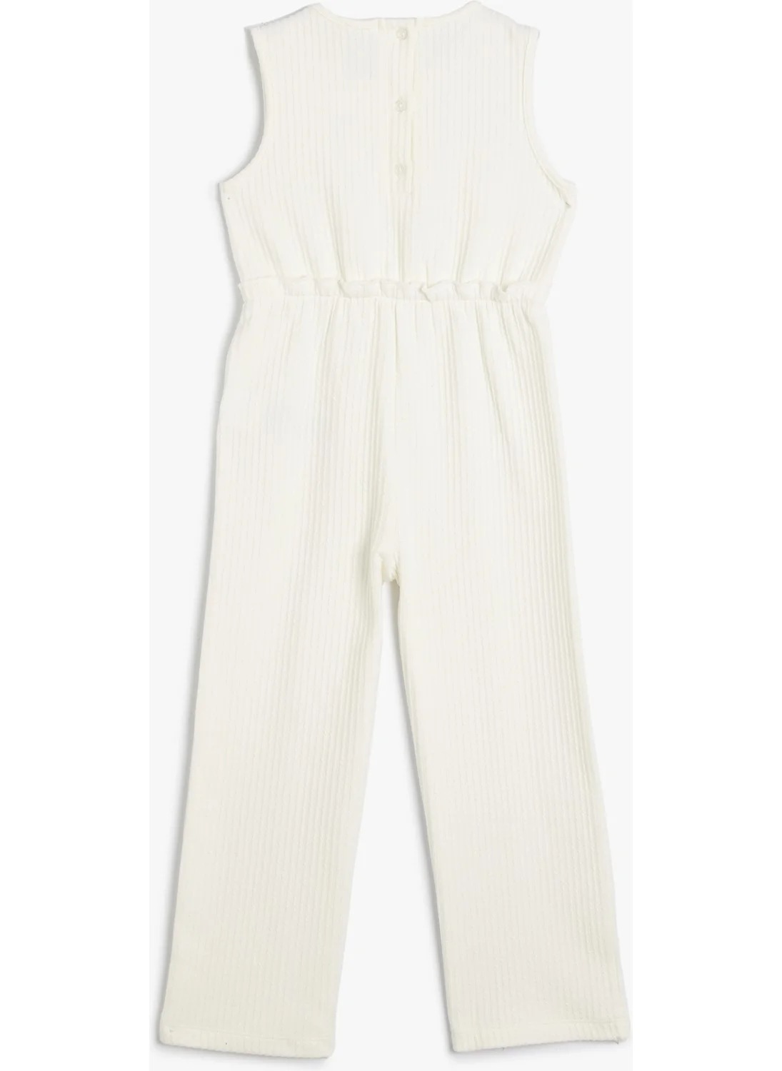 كوتون Baby Girl Jumpsuit Sleeveless Round Neck Textured